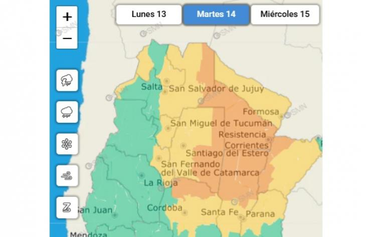 Tucumán entró en alerta amarilla y se esperan lluvias para mañana