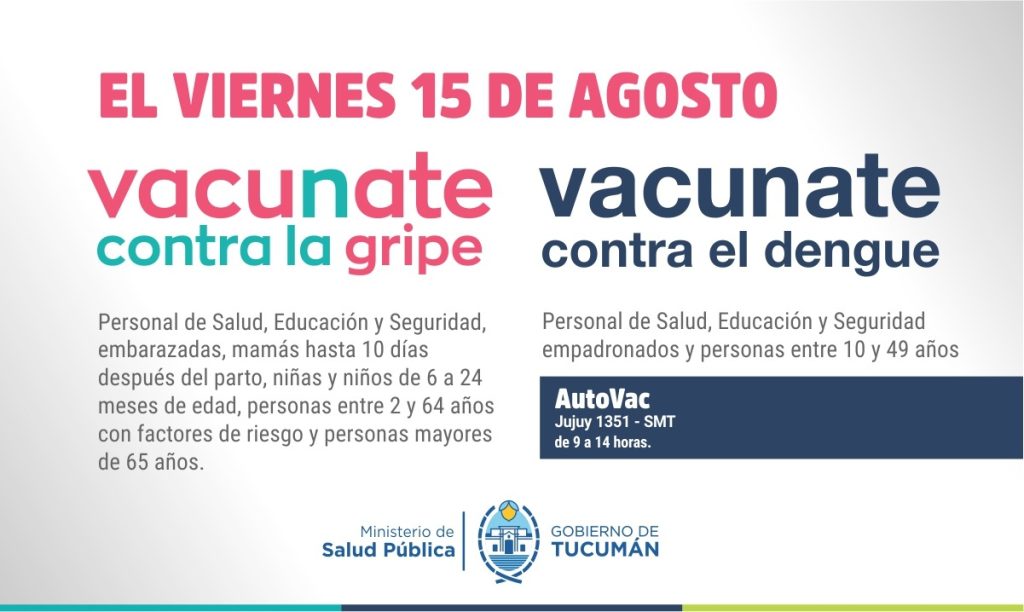 Tucumán refuerza la prevención con una jornada de vacunación contra la gripe y el dengue