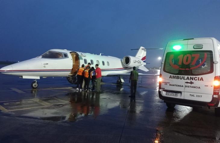 Realizan aeroevacuación sanitaria para trasladar a una adolescente a Buenos Aires