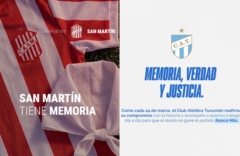 San Martín y Atlético publicaron mensajes por el Día de la Memoria
